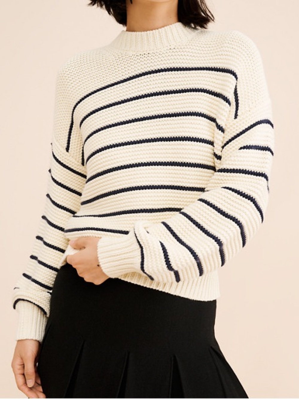 Alex Mill Cream and Black Striped Crewneck Sweater